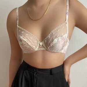 Vintage Underwire Bra Valentino pink satin and mesh 34D